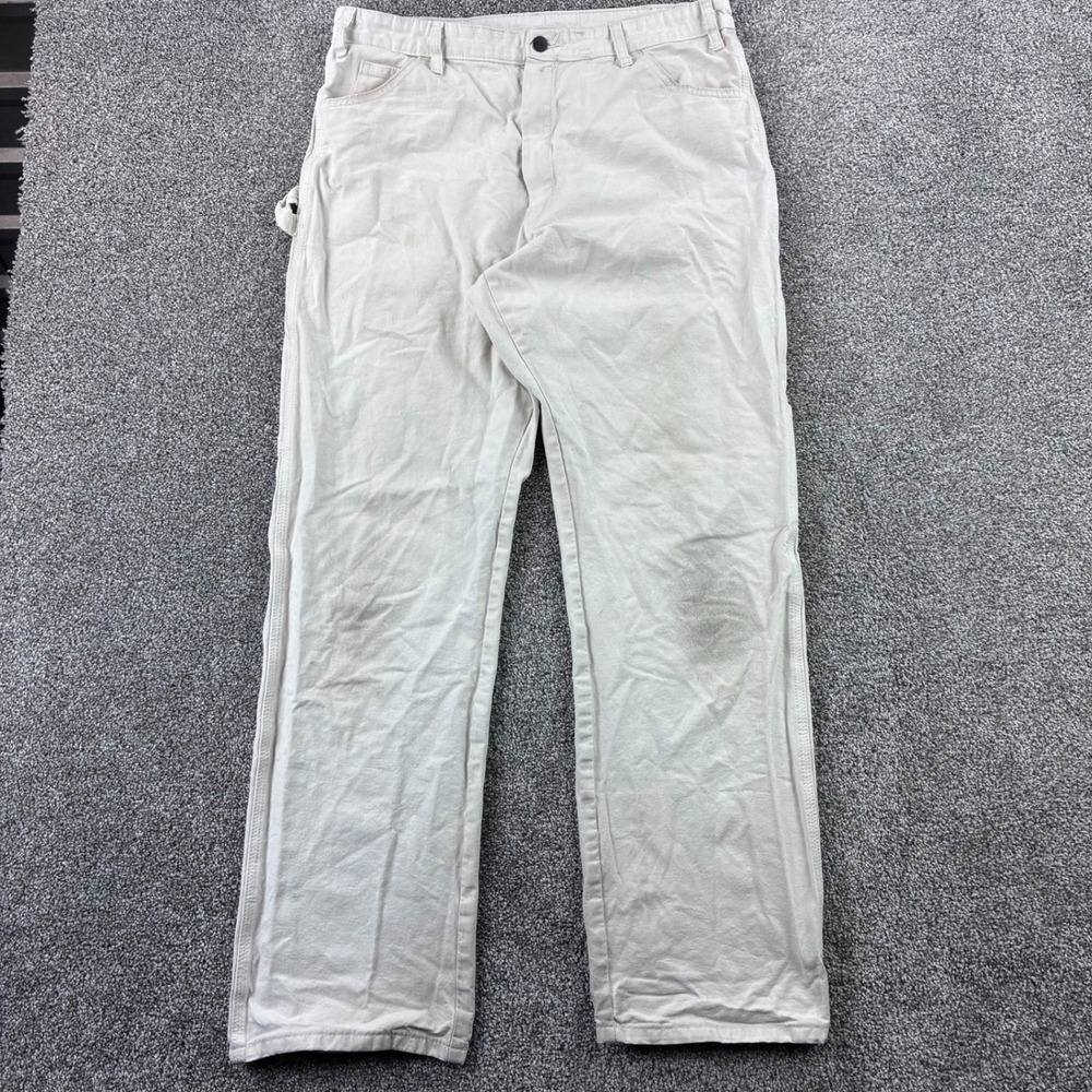 Vintage Dickies Carpenter Pants Mens 36x34 White Duck Canvas Painted Painters